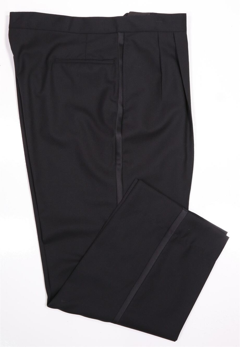 Jos A Bank Black Tuxedo Formal Wedding Pleated Wool Dress Pants 40x29